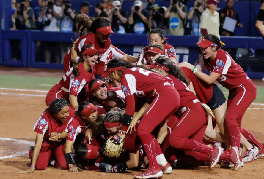 NCAA softball players competing during the Women’s College World Series as Texas Tech and Alabama chase the championship